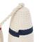 9.5" White Buoy Handmade Coiled Striped Rope Sculpture